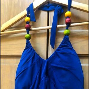 NWT Beaded Halter Royal Blue Dress